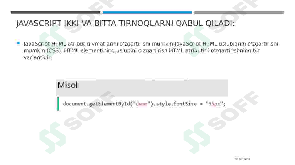 JavaScript asoslari. JavaScript ssenariyli tilining xususiyatlari. 8