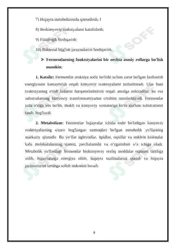 Fermentlar faolligini oshqozon kislotaliligini gipoatsid va giperatsid xolatlarda o’zgarishi va tiklash choralari 8