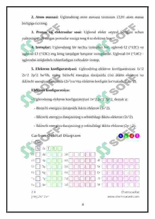 Uglerod birikmalari va xossalari - CARBON [C] 8