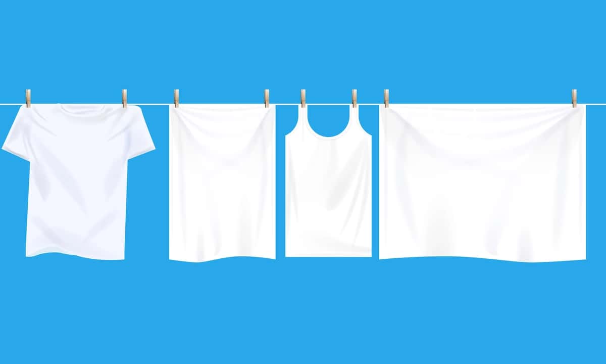 Yorqin oq kiyimlar simga osilgan quruq real tasvirlangan | Bright white clothes hanging out wire dry realistic illustrated 1