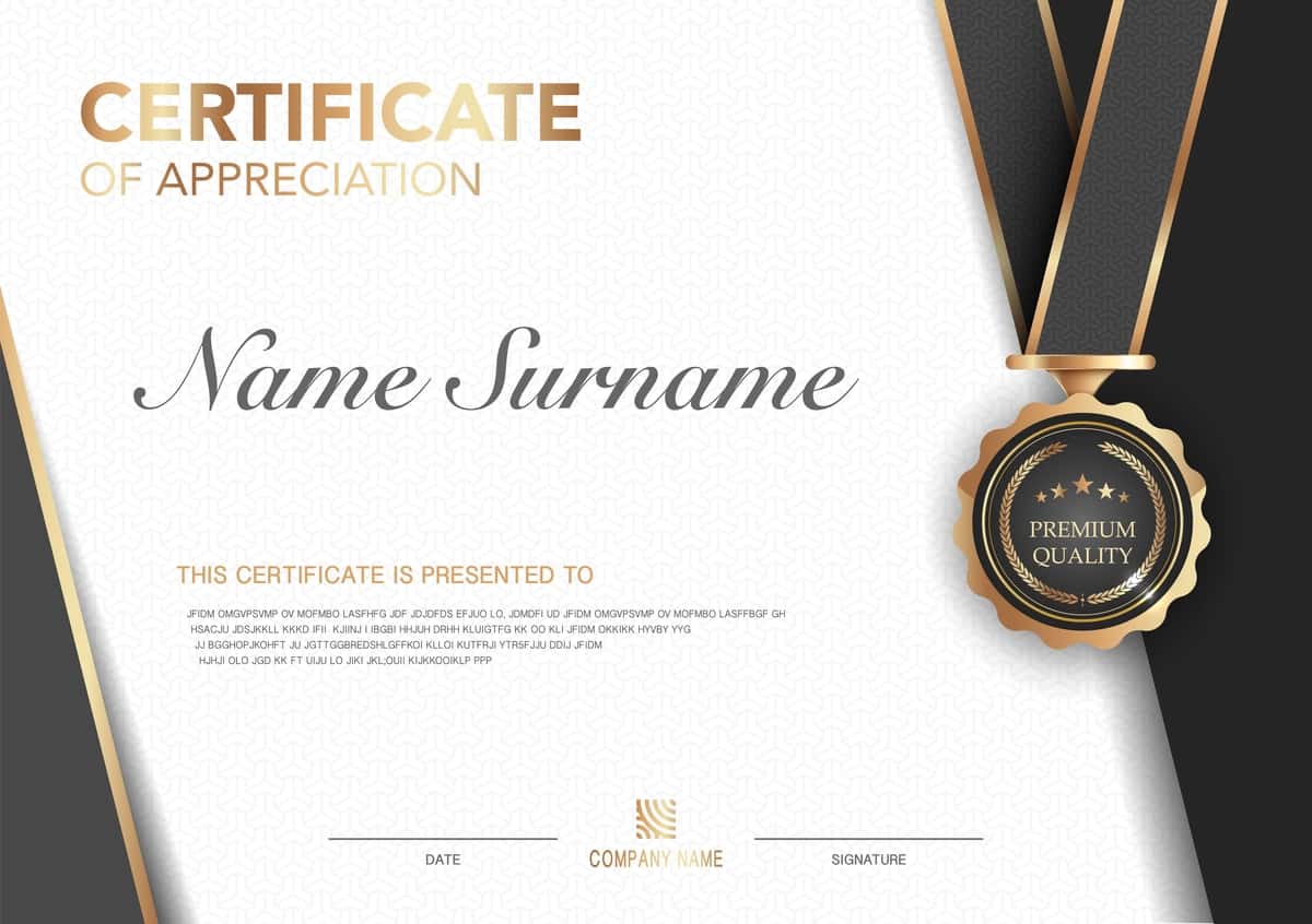 Diplom sertifikat shabloni hashamatli zamonaviy qora oltin rang | Diploma certificate template black gold color with luxury modern 1