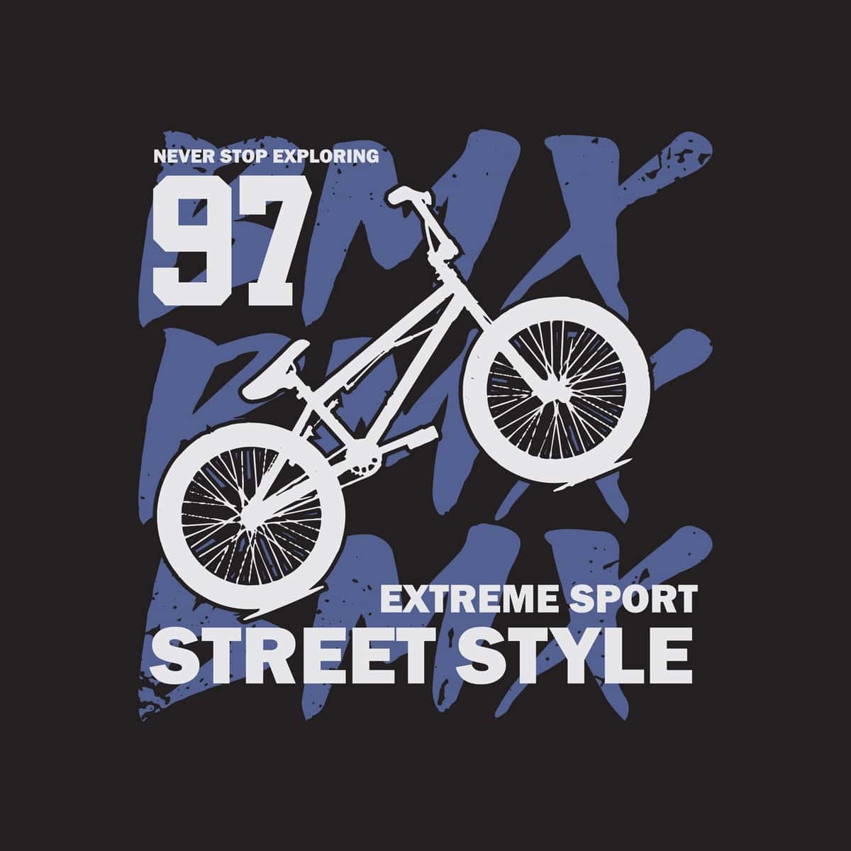 Vektorli tasvir mavzusi bmx ko'cha uslubidagi futbolka grafik posteri | Vector illustration theme bmx street style tshirt graphics poster 1