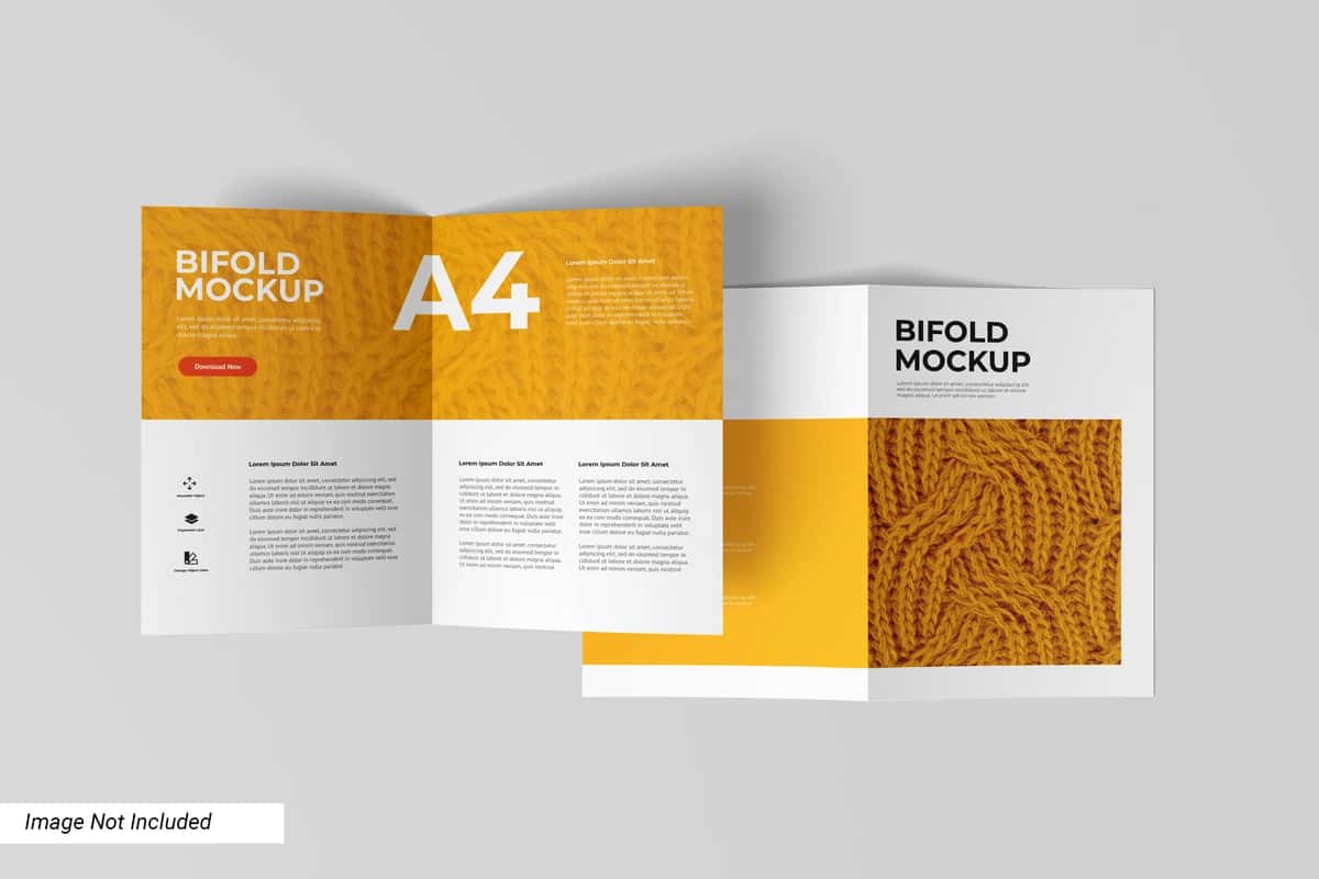 Ikki qavatli broshyura maketi yuqoridan ko'rinishi | Bifold brochure mockup top view 1