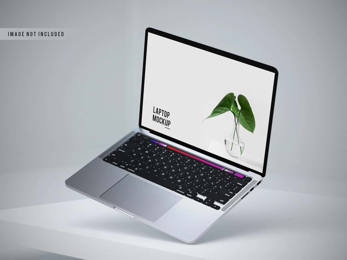 Chap ko'rinishdagi noutbuk maketi dizayni | Left view laptop mockup design 1