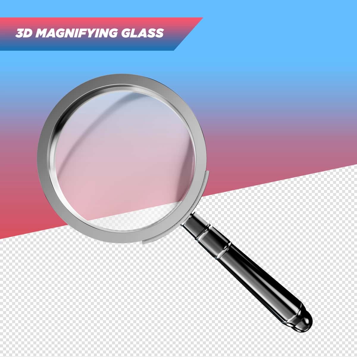 Haqiqiy 3D qora lupa kompozitsiyalari | Realistic 3d black magnifying glass compositions 1
