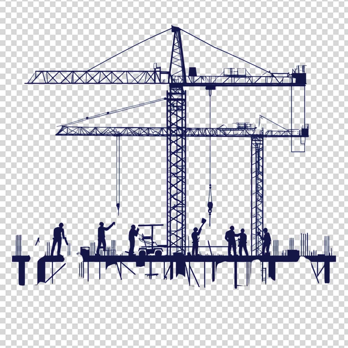 Siluet qurilish ishchilari tungi kranlar | Silhouette construction workers cranes night 1