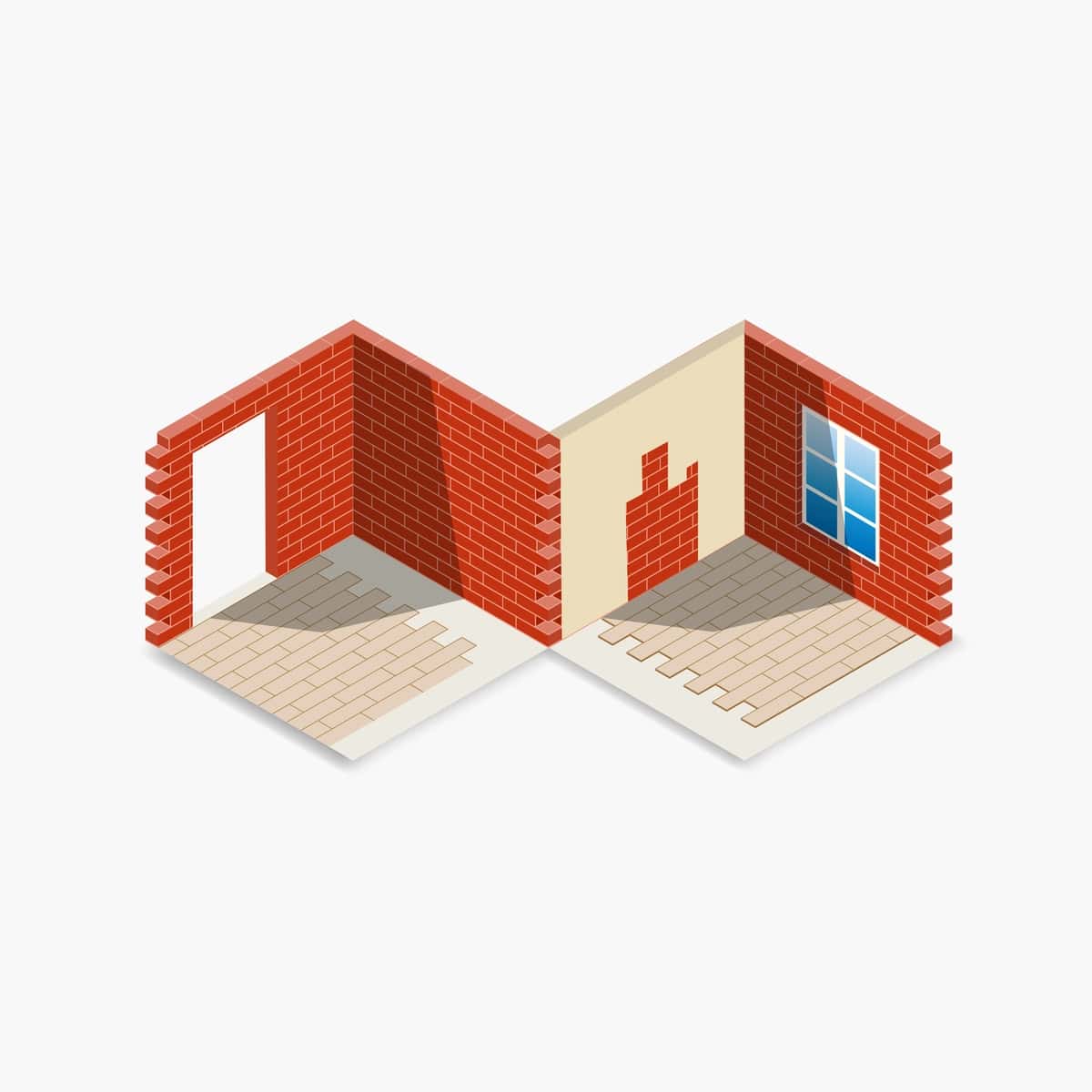 Izometrik rasm qizil g'isht devori | Isometric illustration red brick wall 1