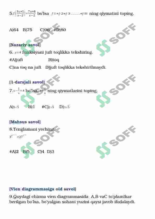 Matematika DTM BMB 30 talik test 2