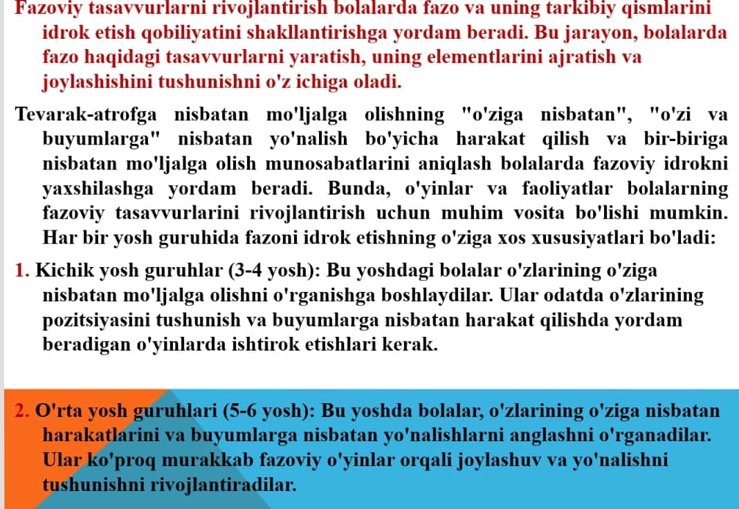 BOLALARDA FAZODA MO’LJAL OLISHNI RIVOJLANTIRISH. 1