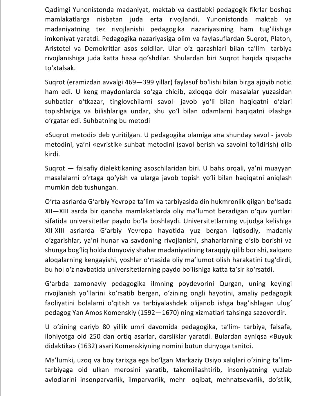 INSONIYAT TARIXIDA TARBIYA VA TA’LIMNING RIVOJLANISH BOSQICHLARI.INSONIYAT TARIXIDA TARBIYA VA TA’LIMNING RIVOJLANISH BOSQICHLARI. 1