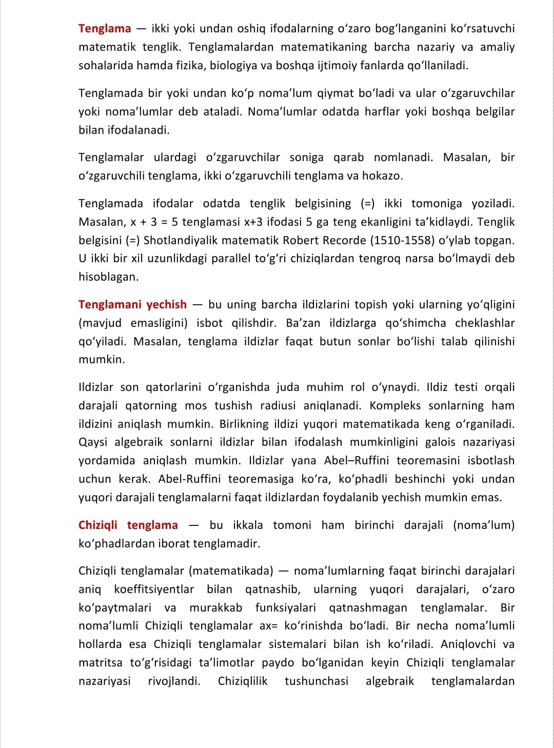 Ikkinchi va undan yuqori darajali tenglamalar  sistemasi. 1