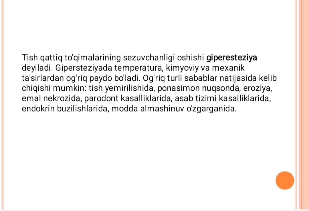 TISHLAR GIPERESTEZIYASI 1