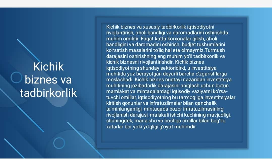 Kichik biznes va tadbirkorlikka xorijiy investitsiyalarni jalb qilish 1