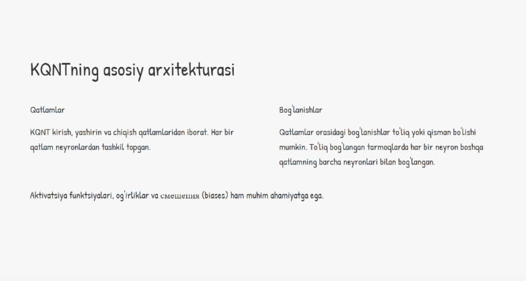 Ko'p qatlamli neyron to'rlarining turli sxemalari 1