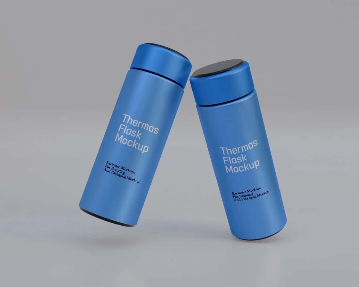 Zanglamaydigan 3D termosli shisha maketi | Thermos flask mockup 3d stainless still 1