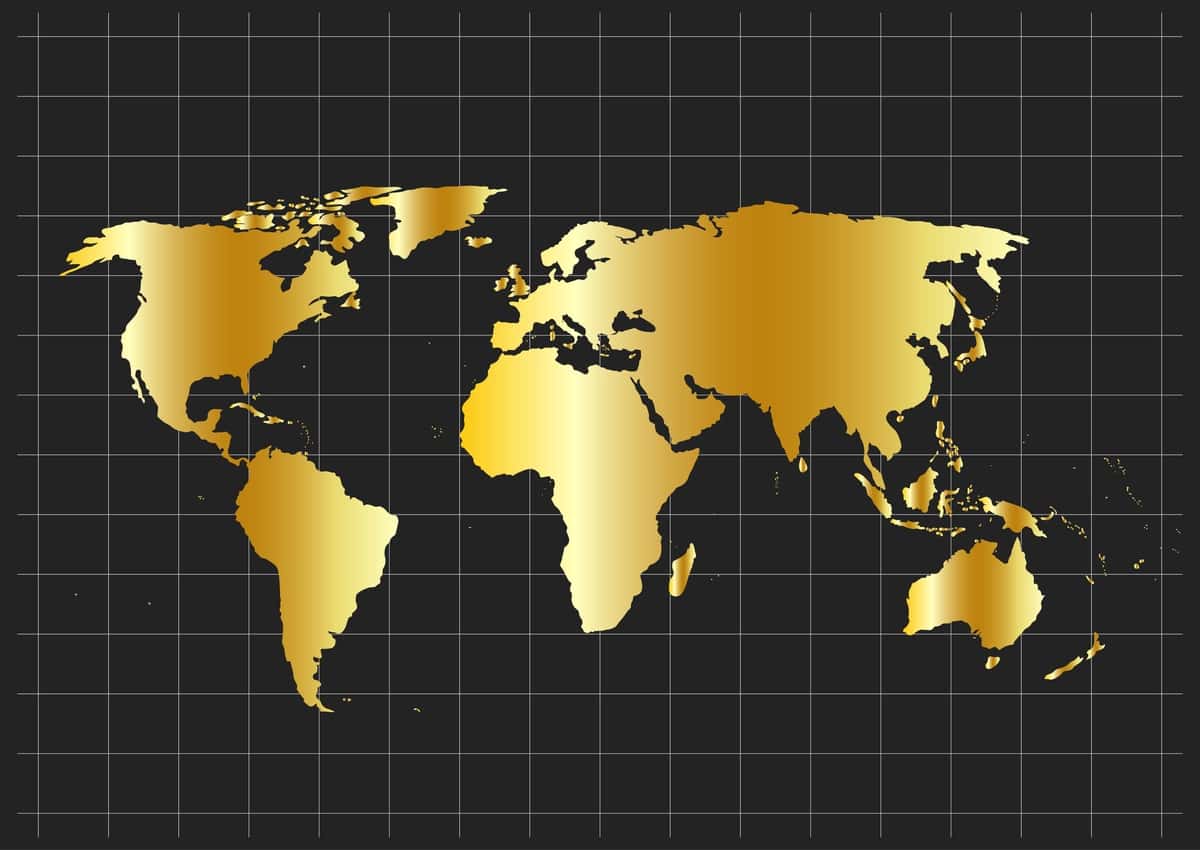 Jahon xaritasi vektori izolyatsiya qilingan qora fon tekis yer xaritasi shabloni | World map vector isolated black background flat earth map template 1