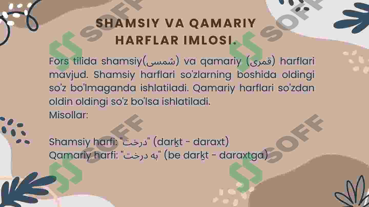 SHAMSIY VA QAMARIY HARFLAR IMLOSI.  OT KESIMLI SODDA YIG’IQ GAP. AST  BOG’LAMASI. KO’RSATISH VA SO’ROQ  OLMOSHI. SO’ROQ GAPNING TUZILISHI. 4