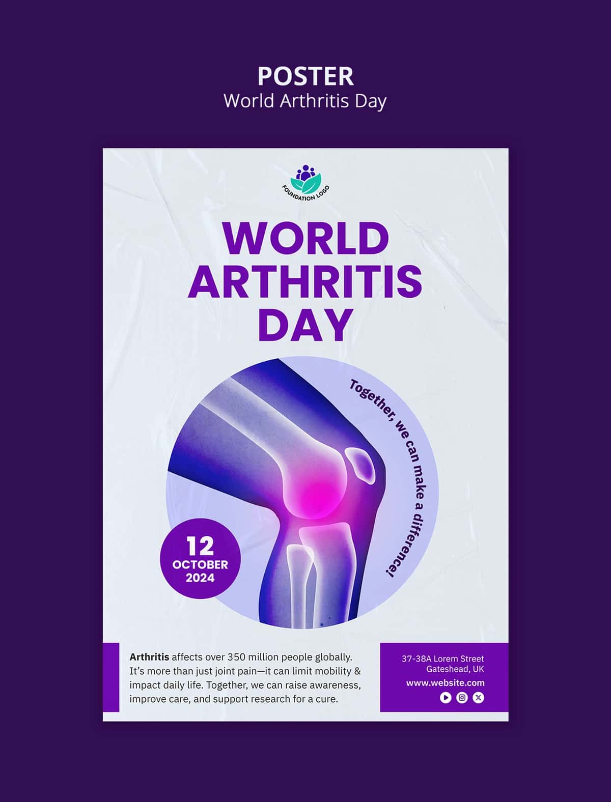 Jahon artrit kuni shablon dizayni | World arthritis day template design 1