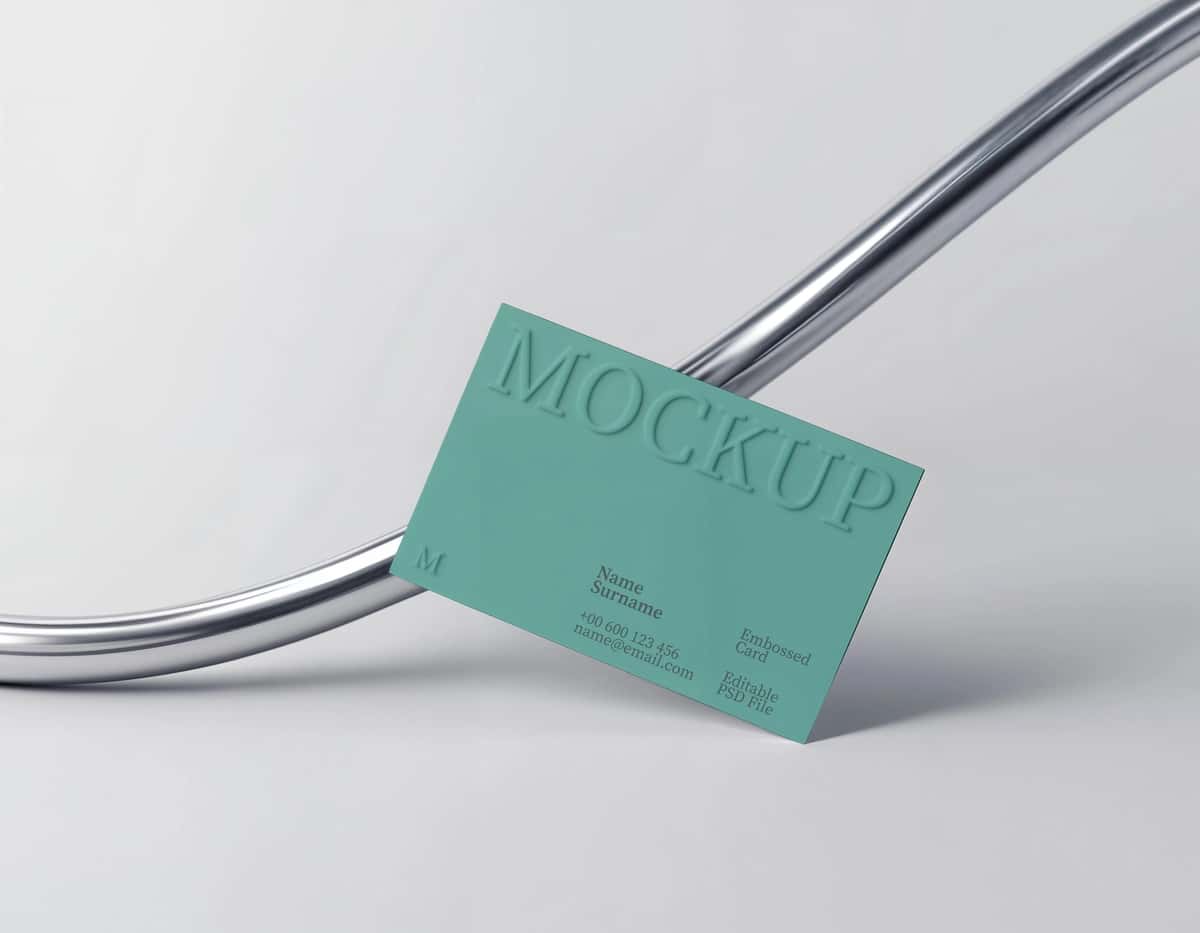 Vizit kartasi bo'rtma maketi | Business card emboss mockup 1