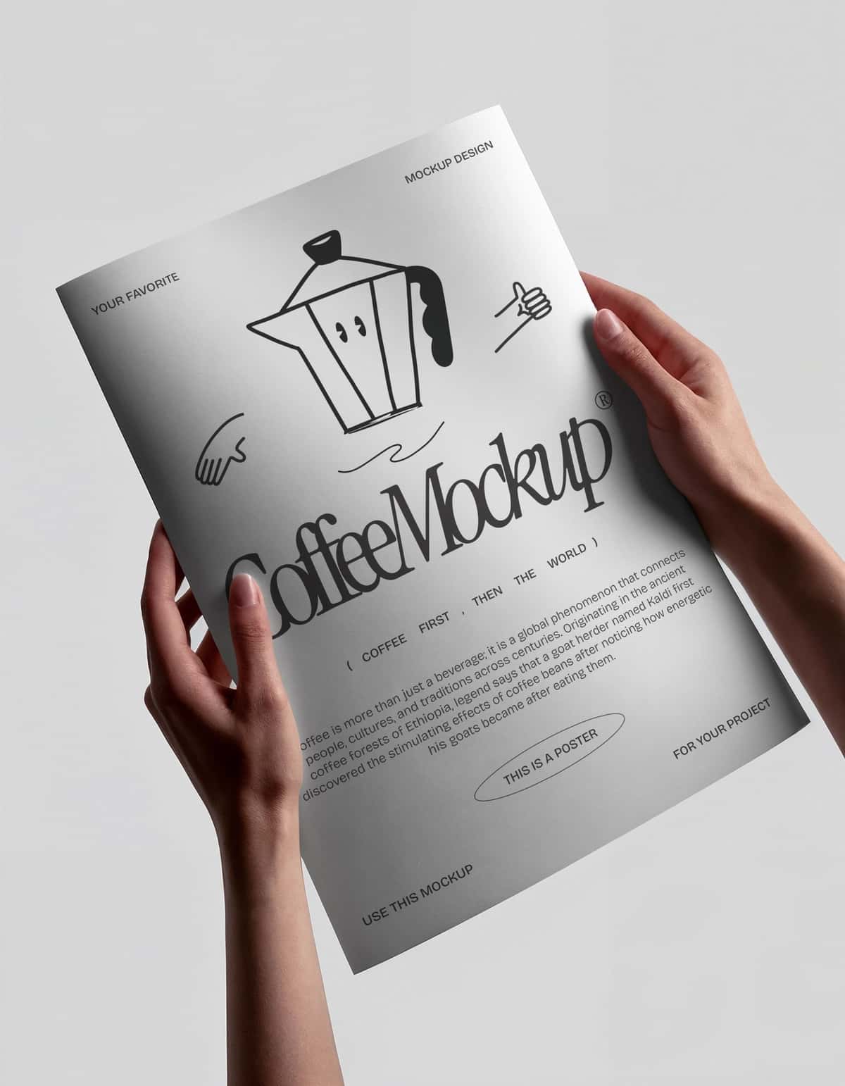 Qo'lda chizilgan rasmli kofe maketi | Coffee mockup with hand drawn illustration 1
