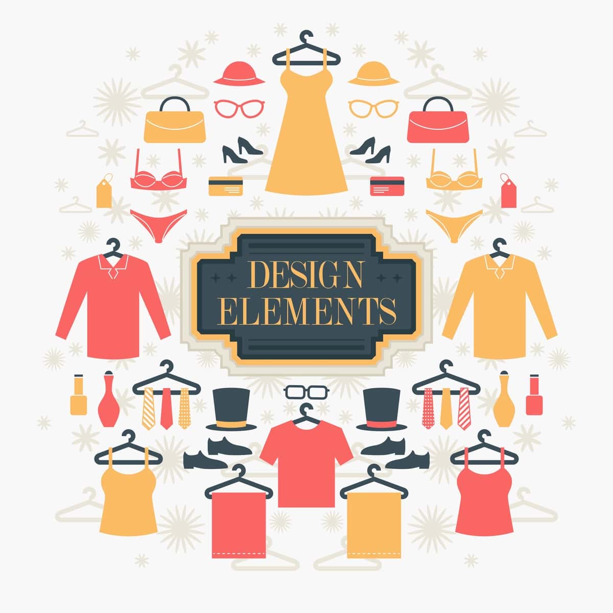 Xarid qilish moda elementlari fon | Shopping fashion elements background 1