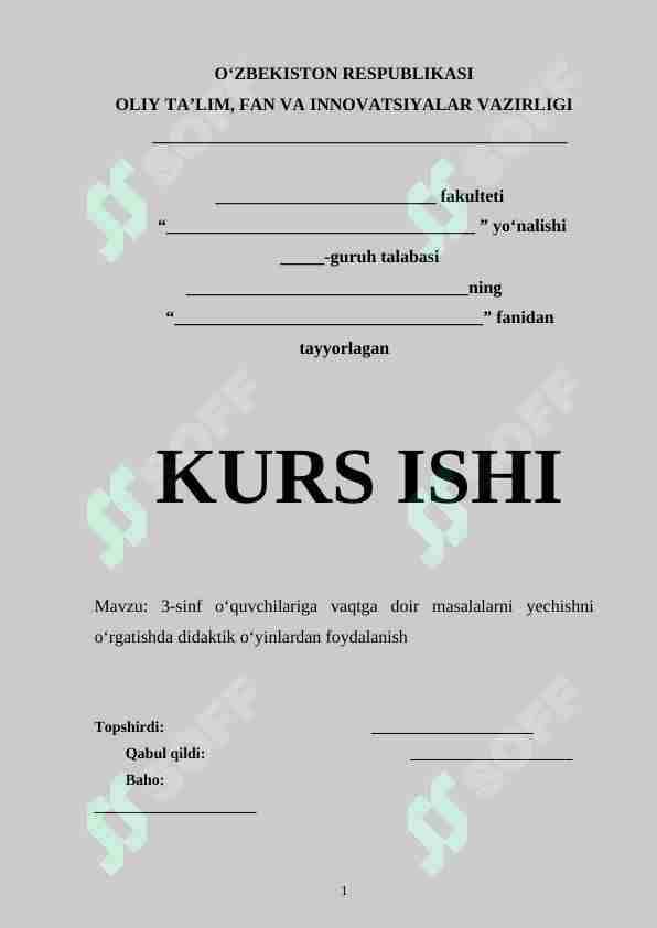 3-sinf o‘quvchilariga vaqtga doir masalalarni yechishni o‘rgatishda didaktik o‘yinlardan foydalanish