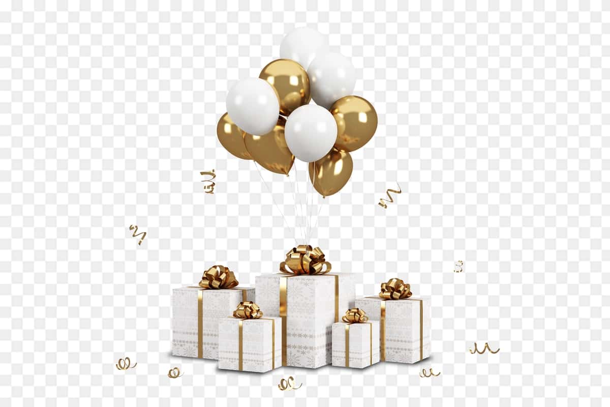 Rojdestvo sovg'alari qutisi sharlar izolyatsiya qilingan | Christmas gifts box balloons isolated 1