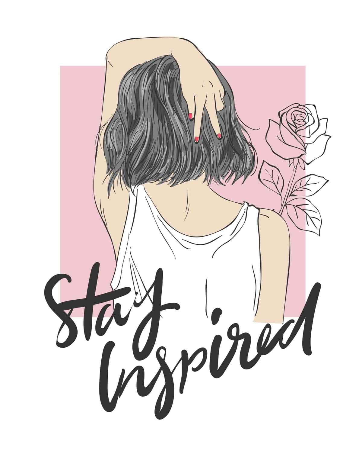 Qiz tasviri bilan shior | Slogan with girl illustration 1