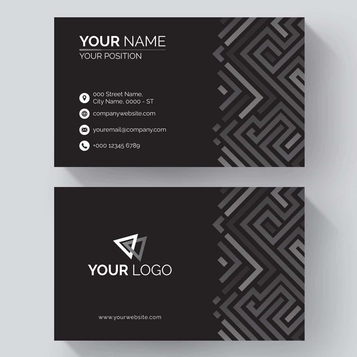 Oq qora naqshli biznes karta shabloni | White black pattern business card template 1