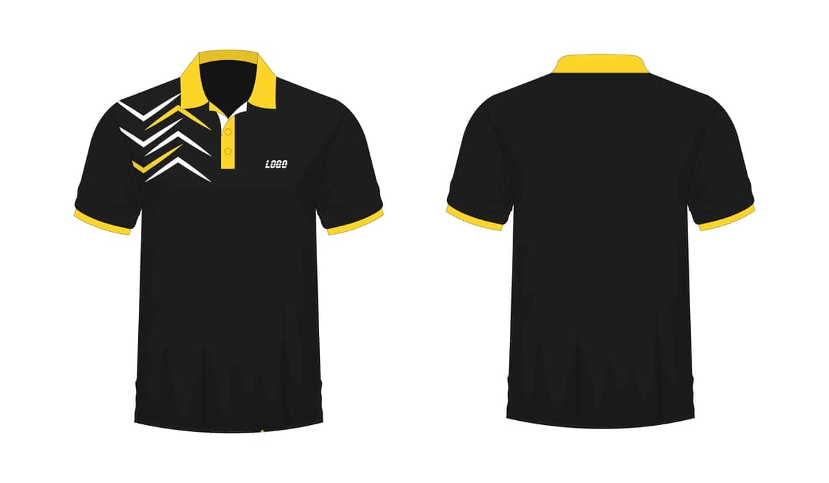 Futbolka polo sariq qora shablon dizayn oq fon | T shirt polo yellow black template design white background 1