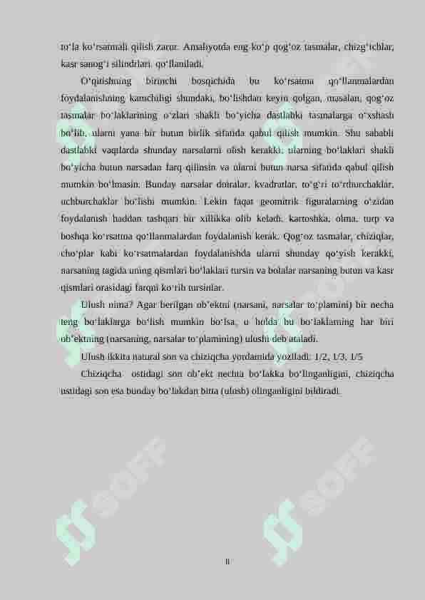 Boshlang‘ich sinflarda ulushlar va ularning nazorat asosi ularni o‘rganish metodikasi 8