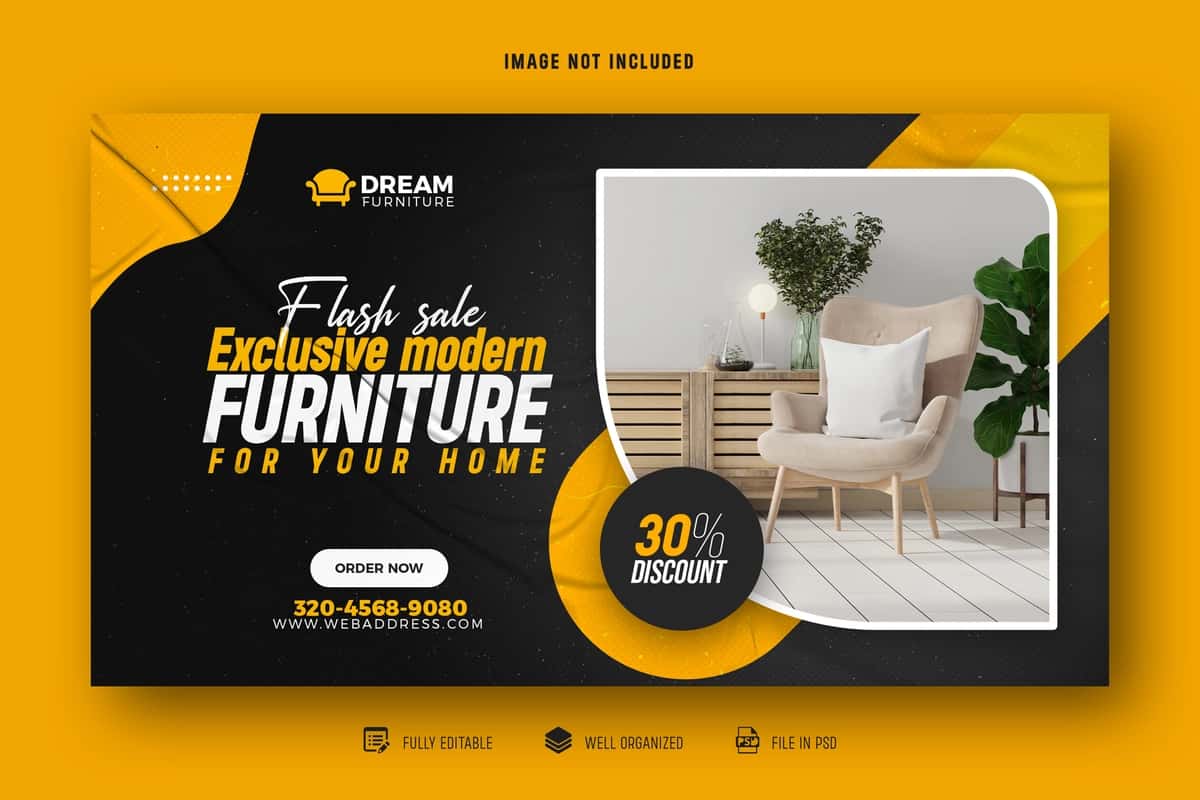 Zamonaviy mebel veb-banner sarlavhasi qopqog'i dizayn shabloni | Modern furniture web banner header cover design template 1