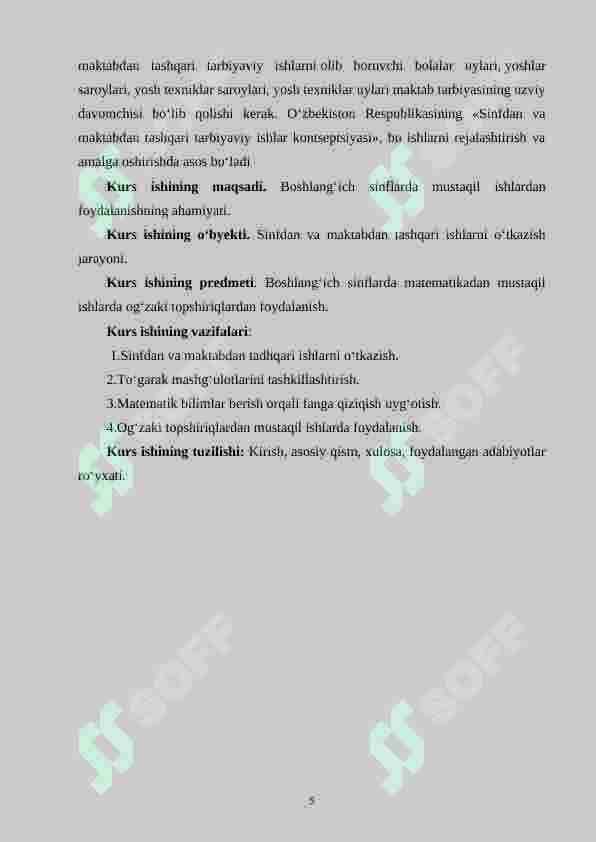 Boshlang‘ich sinfda matematikadan mustaqil ishlarni tashkil etishda og‘zaki topshiriqlardan foydalanish metodikasi  (1-sinf misolida) 5