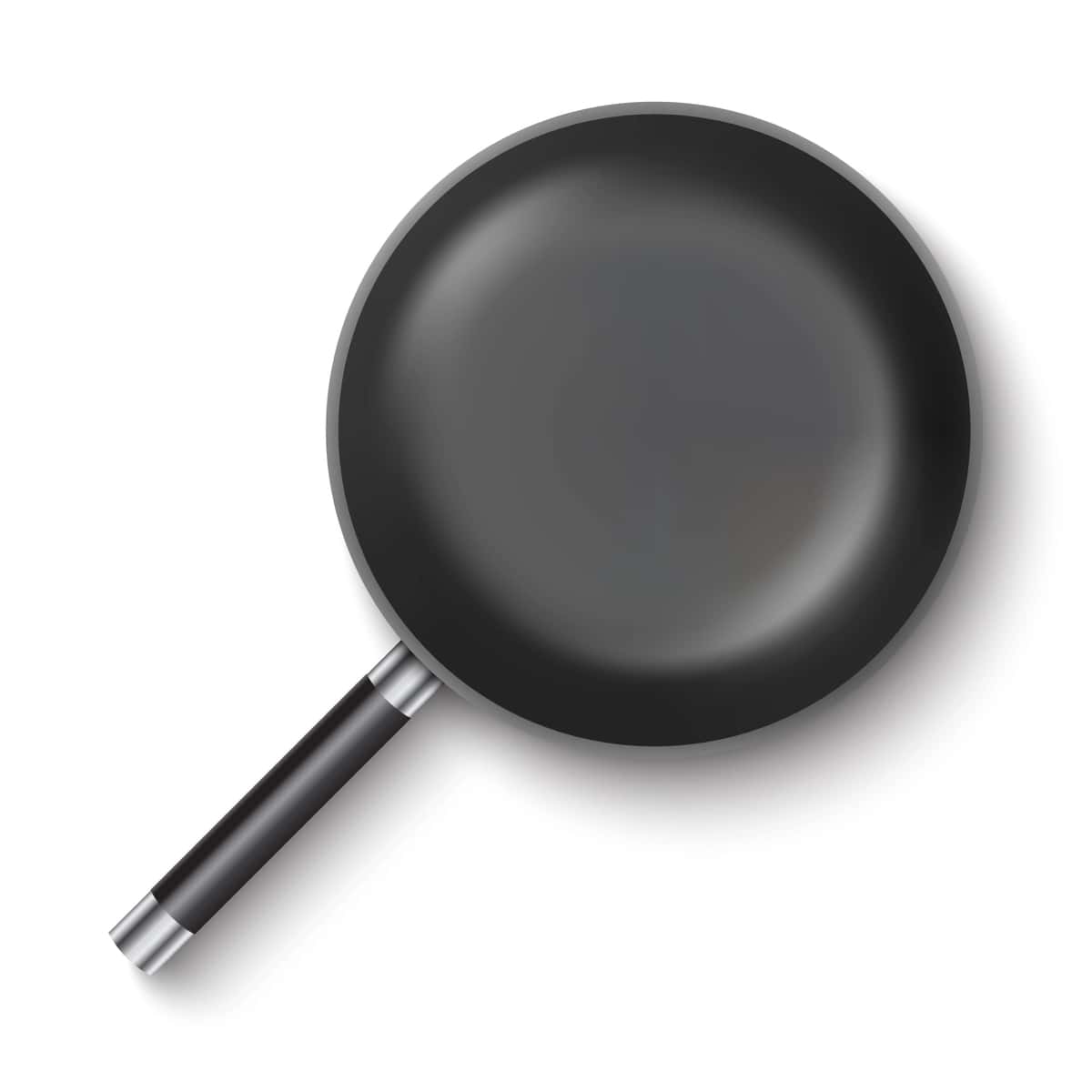 Haqiqiy bo'sh qovurilgan idish belgisi yuqori ko'rinishdagi izolyatsiyalangan oq fon | Realistic empty frying pan icon top view isolated white background 1