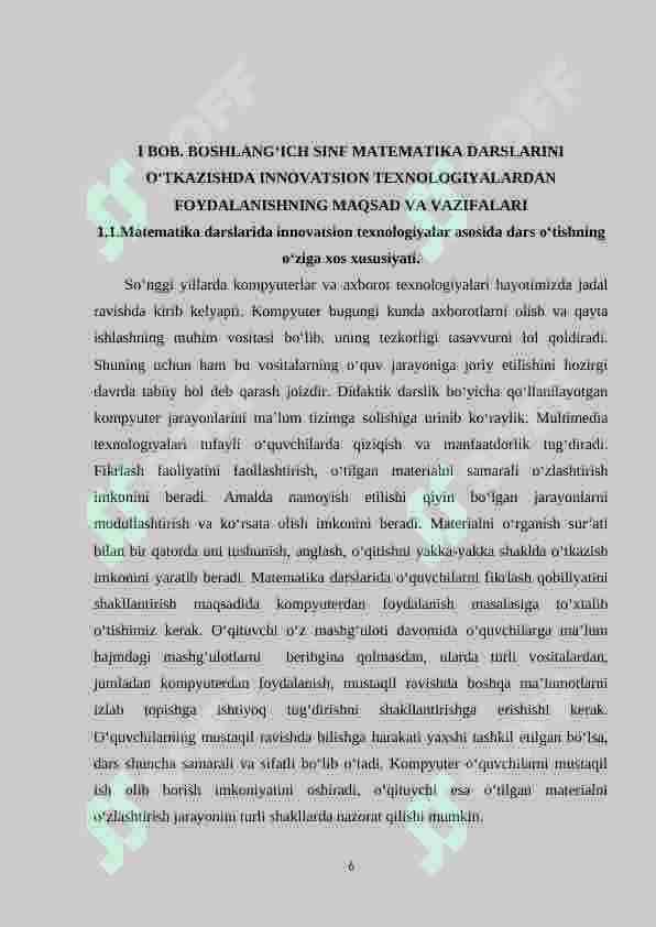 Boshlang‘ich sinf matematika darslarida innovatsion texnologiyalardan foydalanish 6