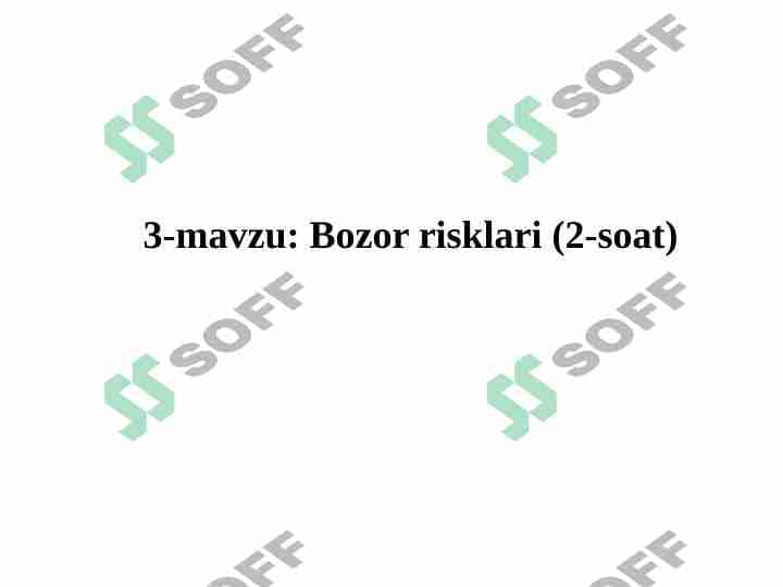 Bozor risklari haqida tushuncha