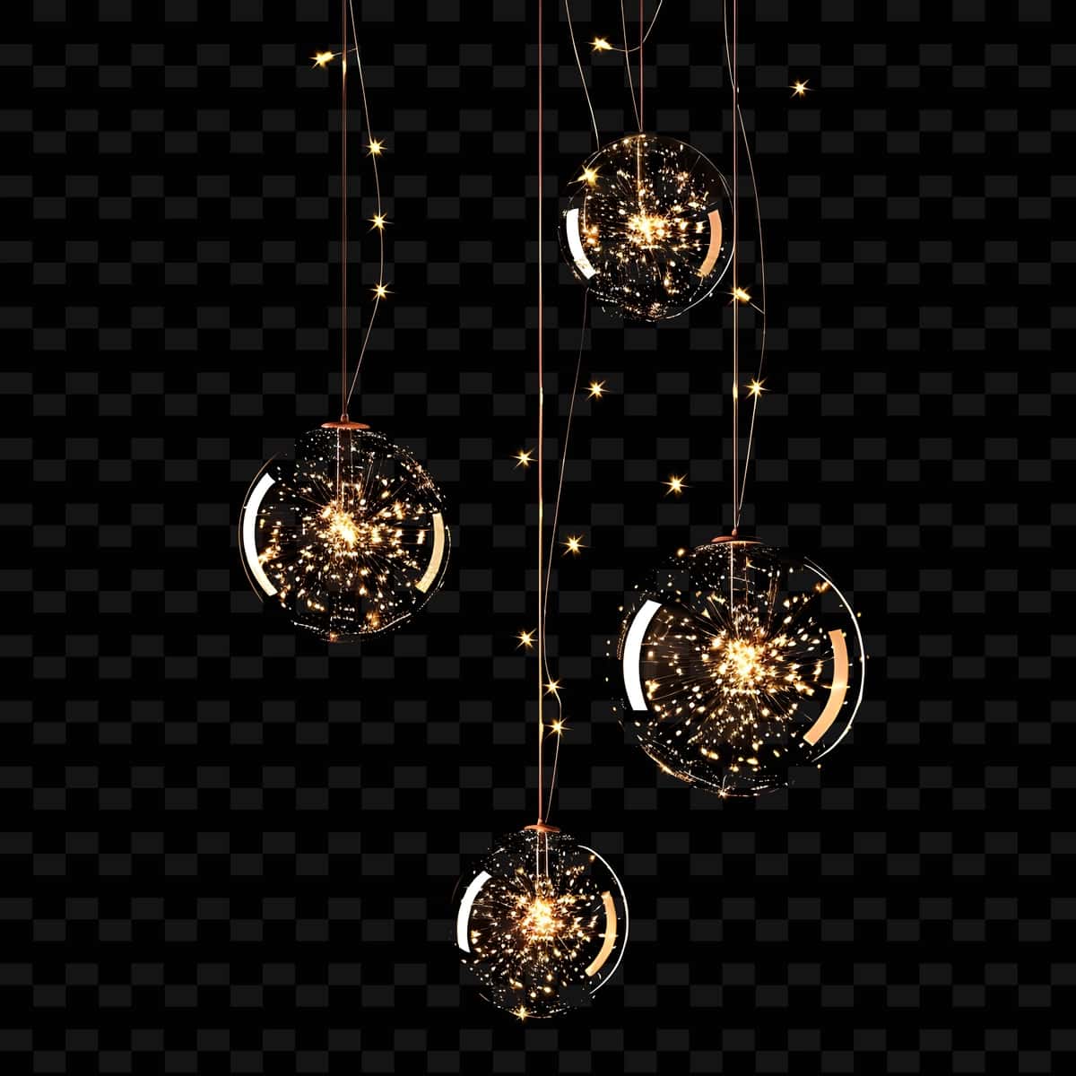 Yorqin qora fon bilan oltin shar | Gold ball with sparkles black background 1