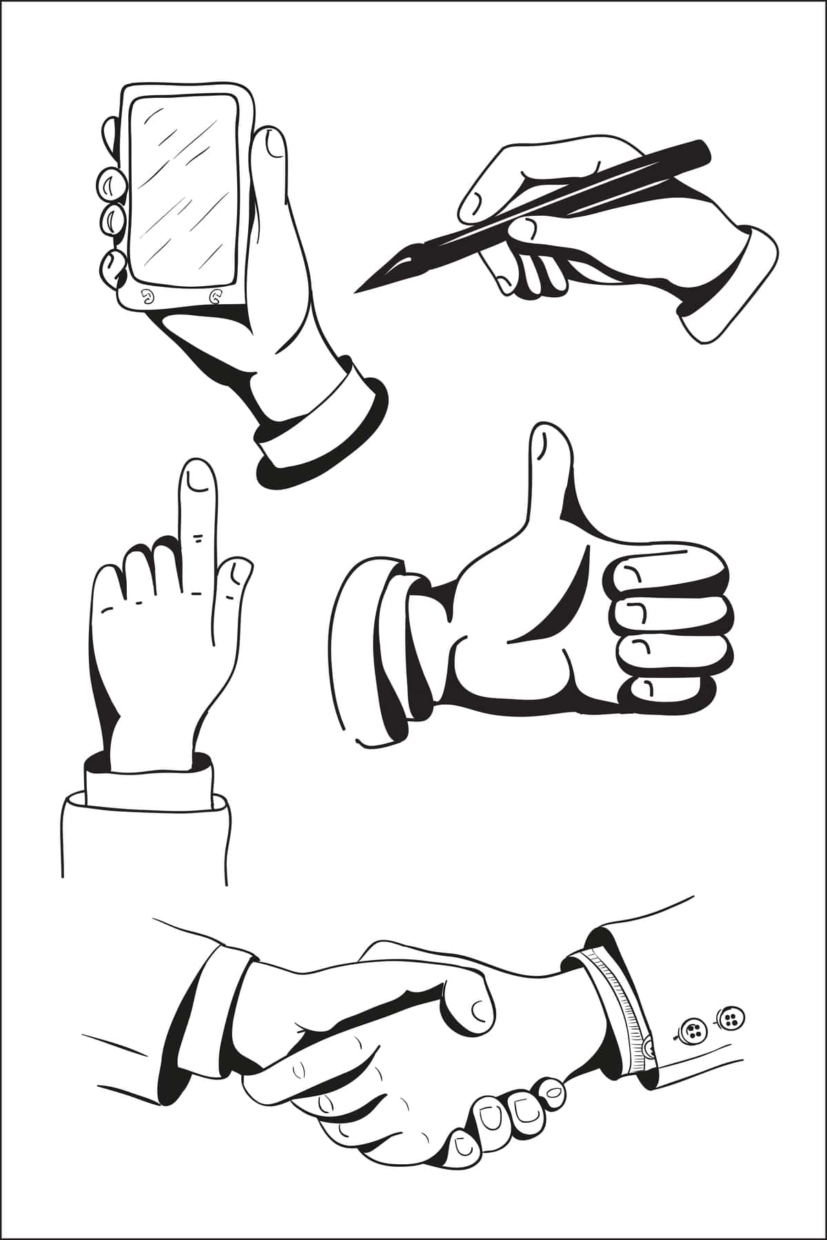 Qo'lda chizilgan qo'llar vektor tasvirini o'rnating | Set hand drawn hands vector illustration 1
