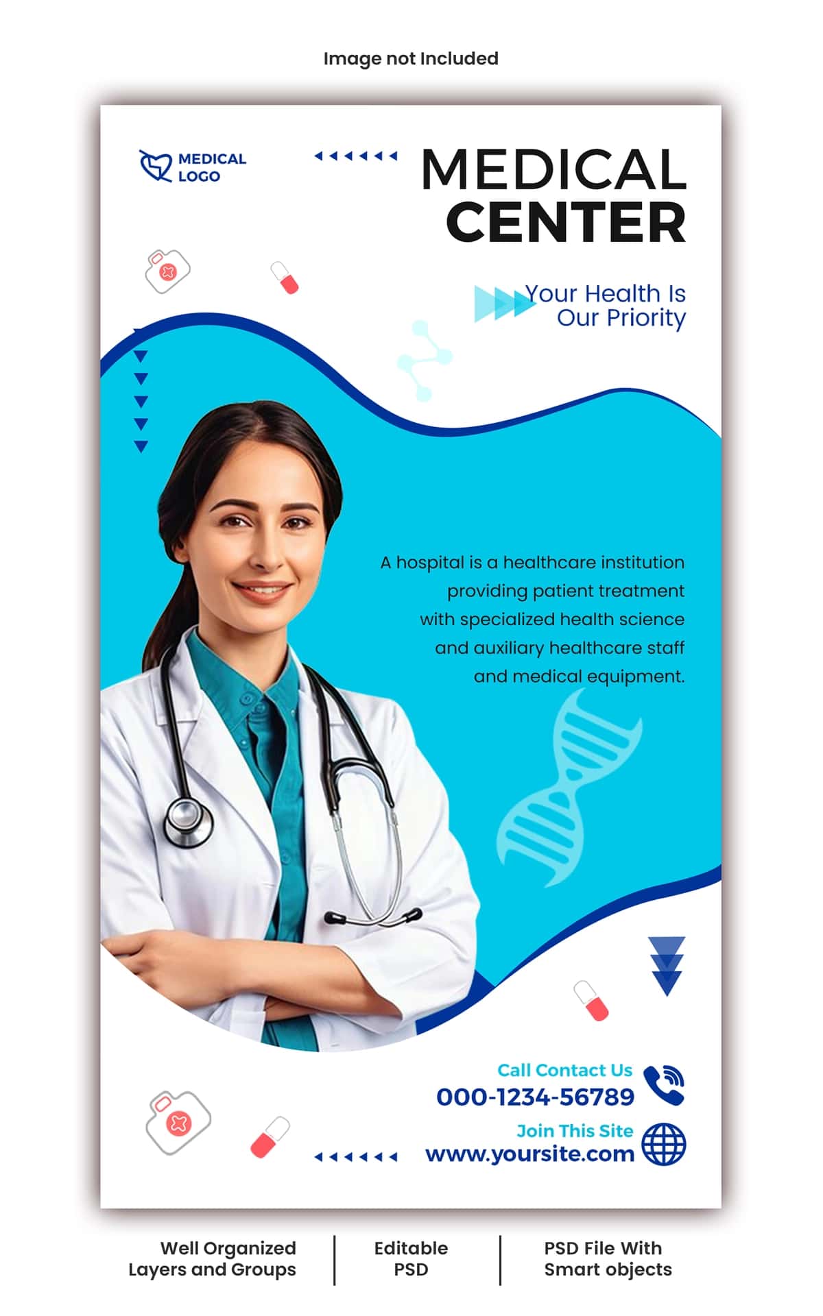 Psd tibbiy plakat ijtimoiy media post shabloni | Psd medical poster social media post template 1