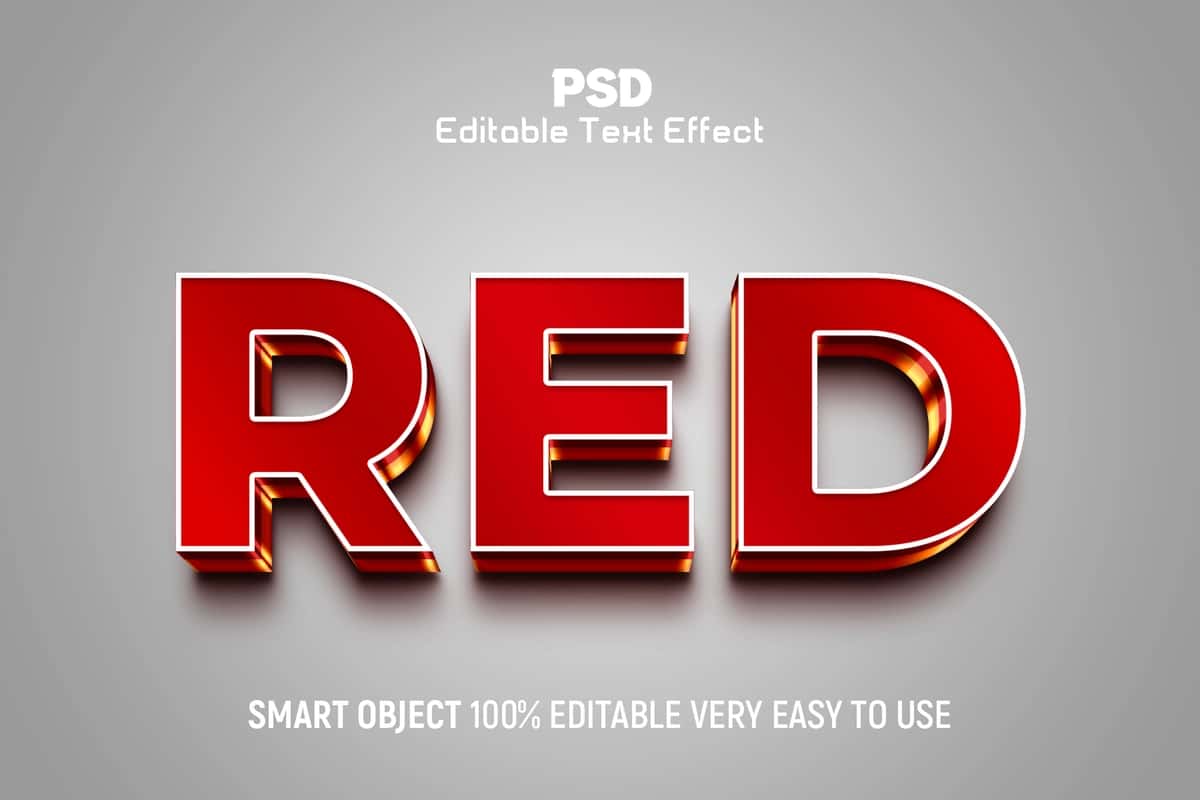 Qizil 3D tahrirlanadigan matn effekti uslubi shabloni | Red 3d editable text effect style template 1