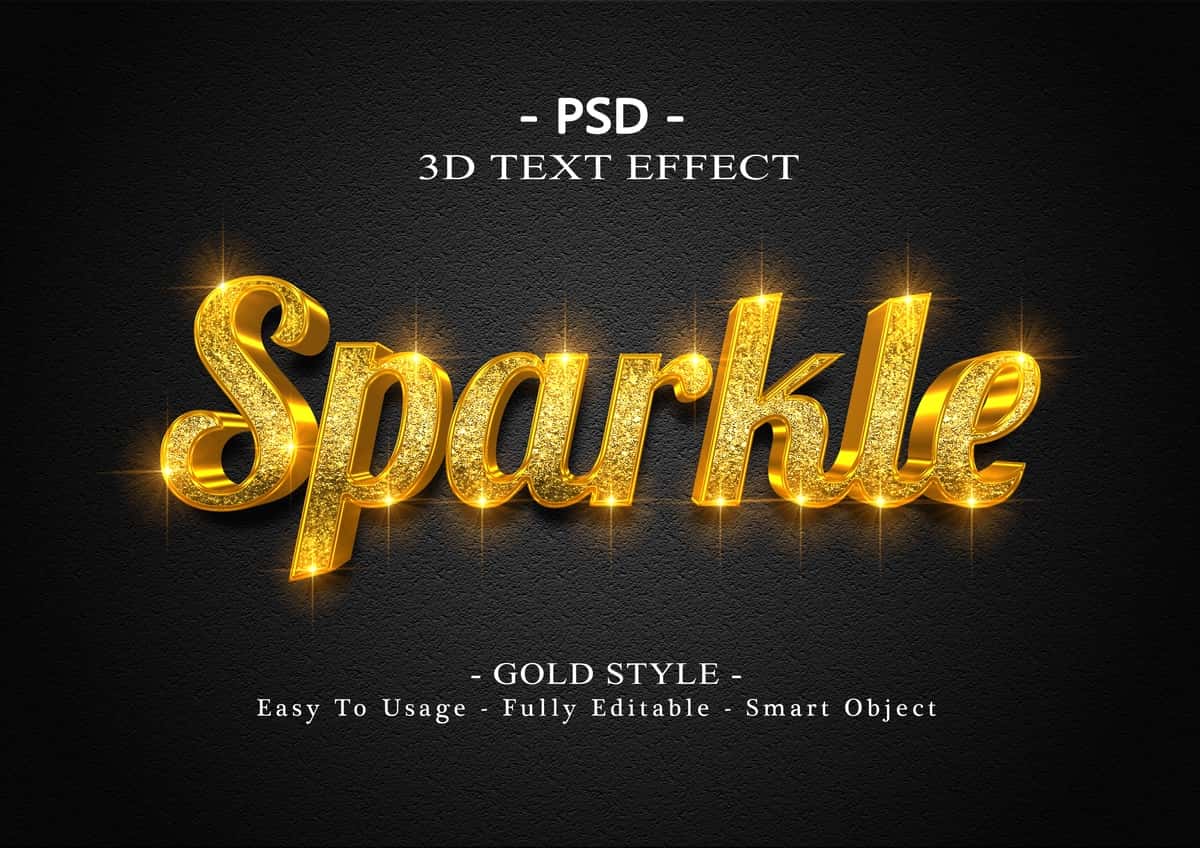 3D yorqin matn uslubi effekti shablonlari | 3d sparkle text style effect template 1
