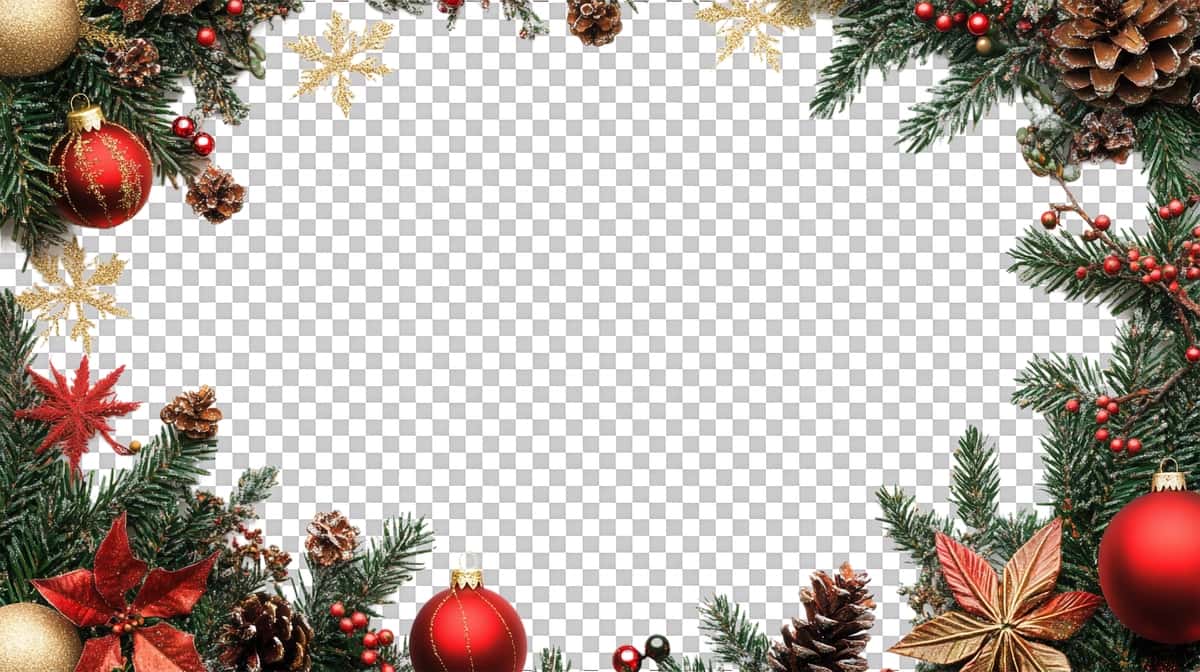 Rojdestvo chegarasi dizayni shaffof fonda o'rnatiladi | Christmas border design set against transparent background 1