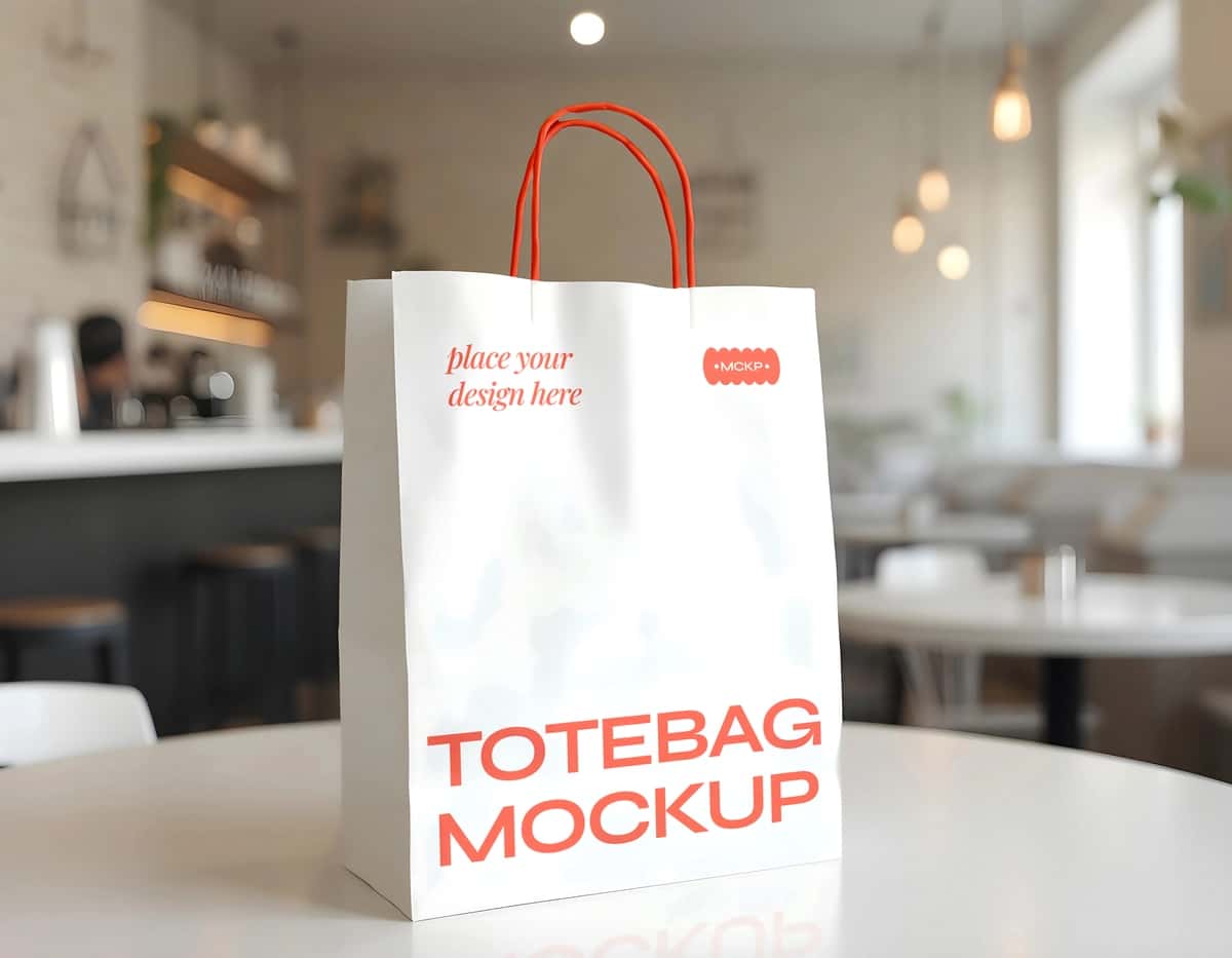 Qog'oz sumka restorani brendining maketi | Paper bag restaurant branding mockup 1