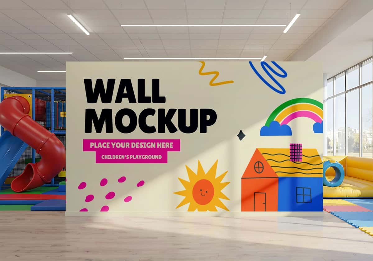 Devor maketi bolalar o'yin maydonchasi | Wall mockup childrens playground 1