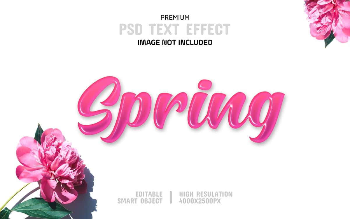Tahrirlanadigan bahor matn effekti shabloni | Editable spring text effect template 1