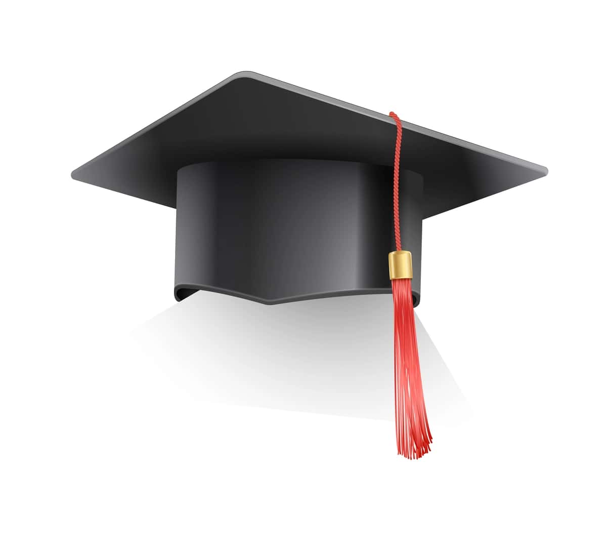 Qizil po'stinli vektorli realistik minomyot shlyapasi talabaning bitiruv qalpog'i | Vector realistic mortar hat graduation cap student with red tassel 1