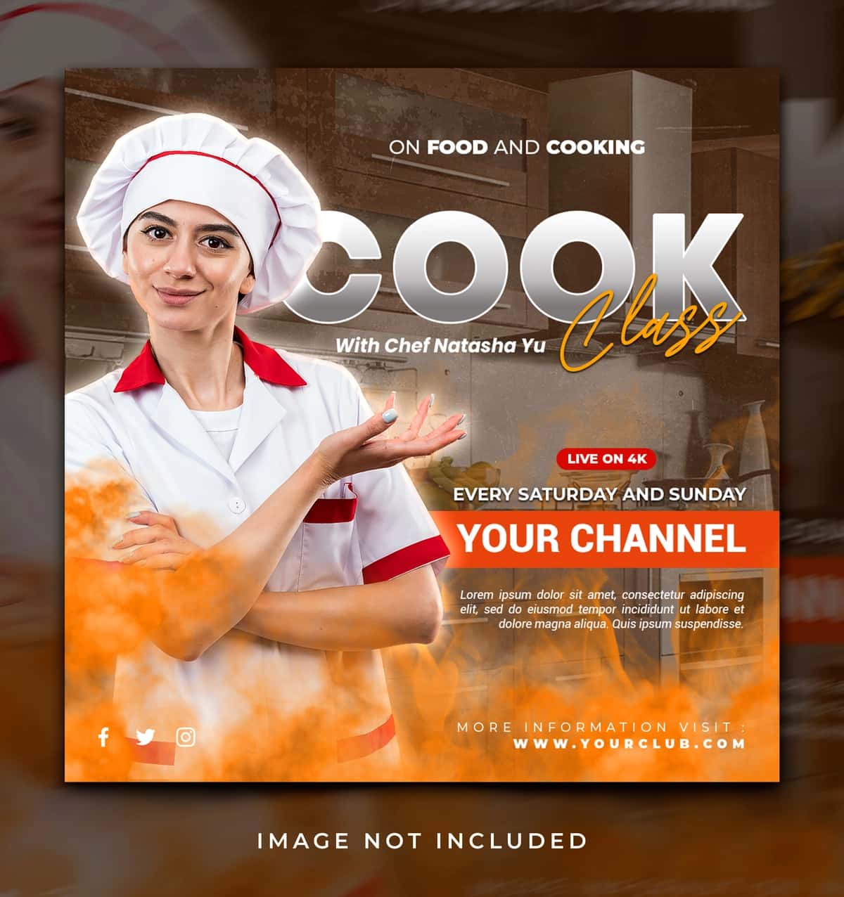 Onlayn oshpazlik kursini targ'ib qilish ijtimoiy media instagram post shabloni | Online cooking class promotion social media instagram post template 1