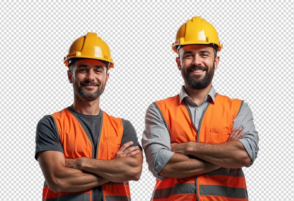 Qo‘llarini kesishgan to‘q sariq rangli yelek kiygan odam | Man wearing orange vest orange vest with arms crossed 1