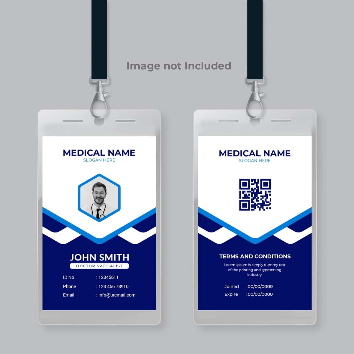 Tibbiy sog'liqni saqlash muassasasi identifikatori dizayni | Medical healthcare establishment id card design 1