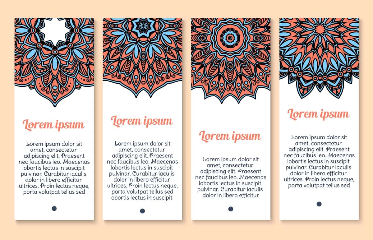 Paisley naqshli bezak vektor bannerlari to'plami | Paisley pattern ornament vector banners set 1